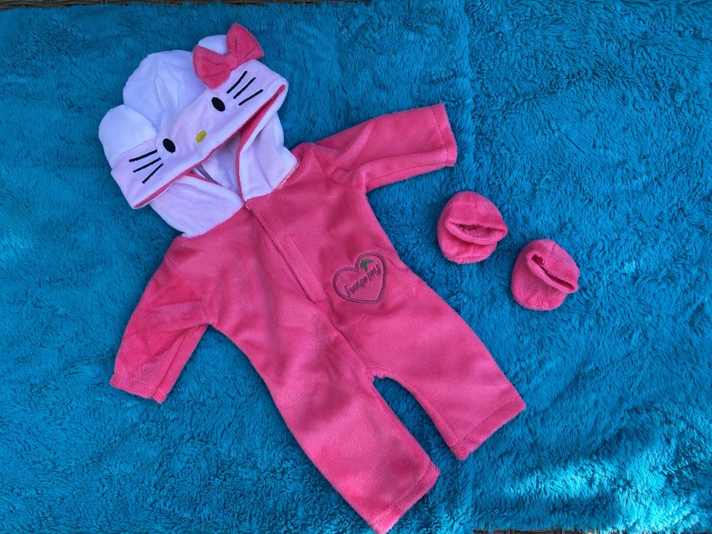 Strój Hello Kitty z kapciuszkami - ubranko piżamka dla lalki Baby Born