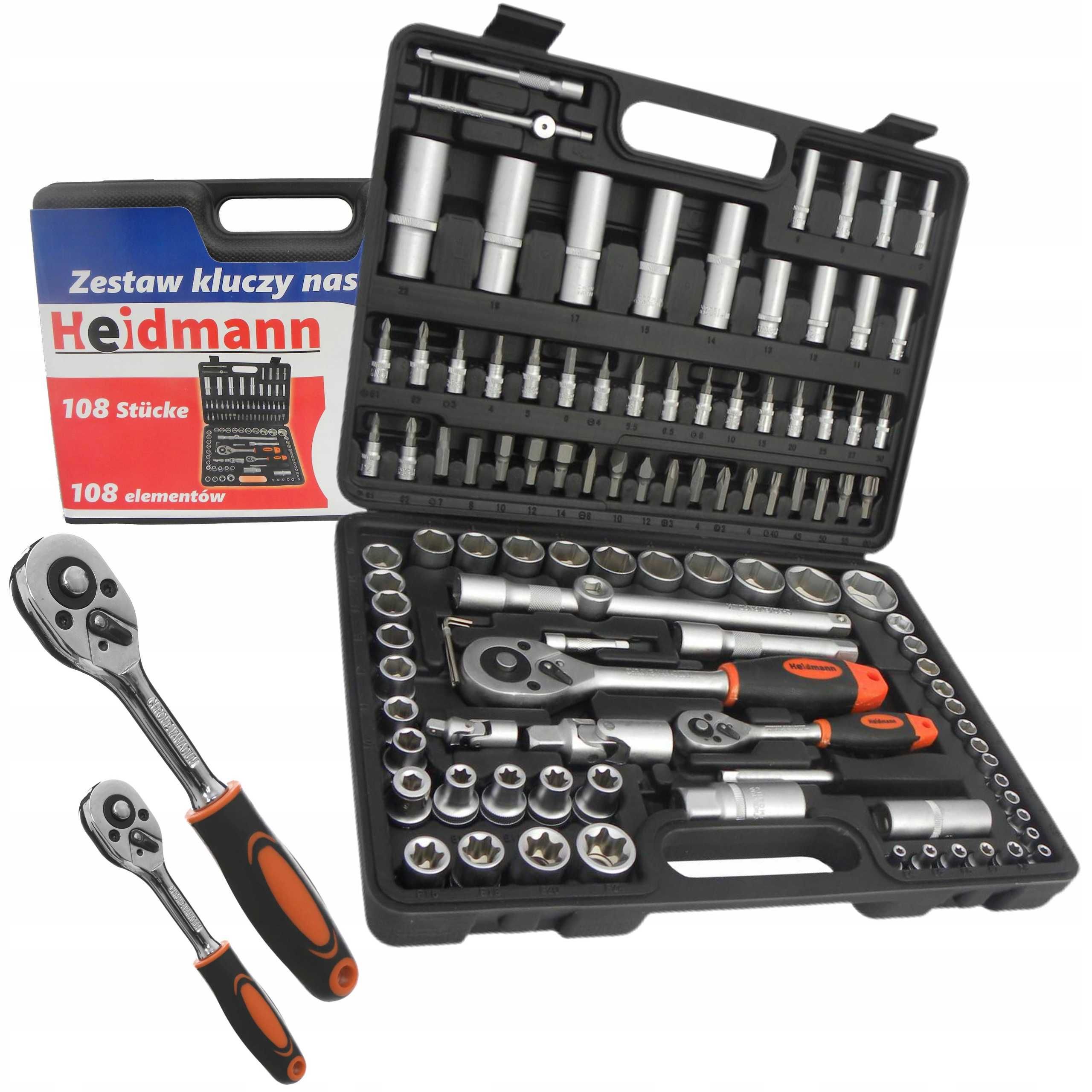 Zestaw kluczy nasadowych klucze 108 elementów 1/4",1/2",torx,typ H