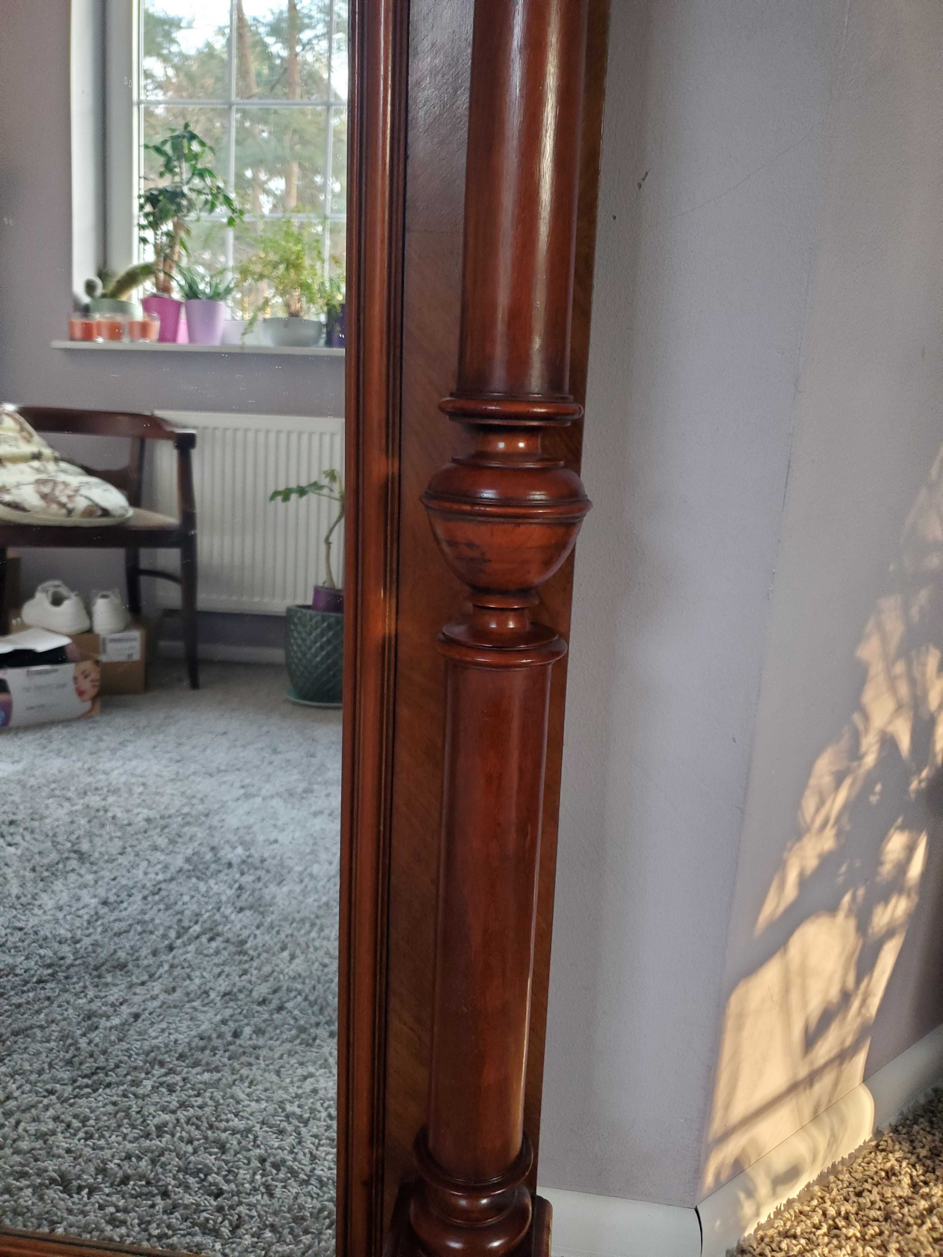 Duże drewniane lustro eklektyk Antyk Józefów
