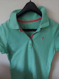 Polo koszulka green & pink slim fit r 10 l i 140 cm