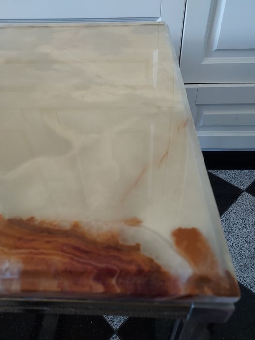 Dwa stoliki stolik pomocnik kawowy onyks granit kamień 60 cm x 40 cm