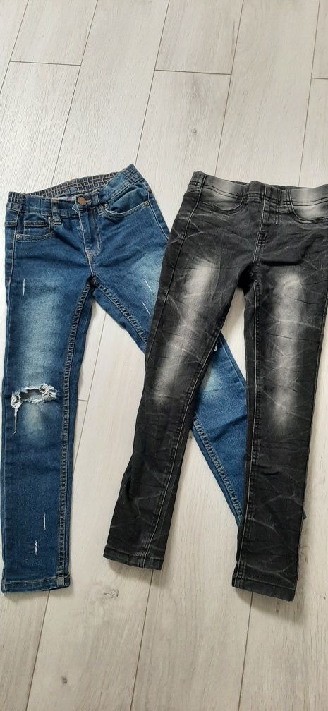 2 szt jeansów 122 dziury skinny