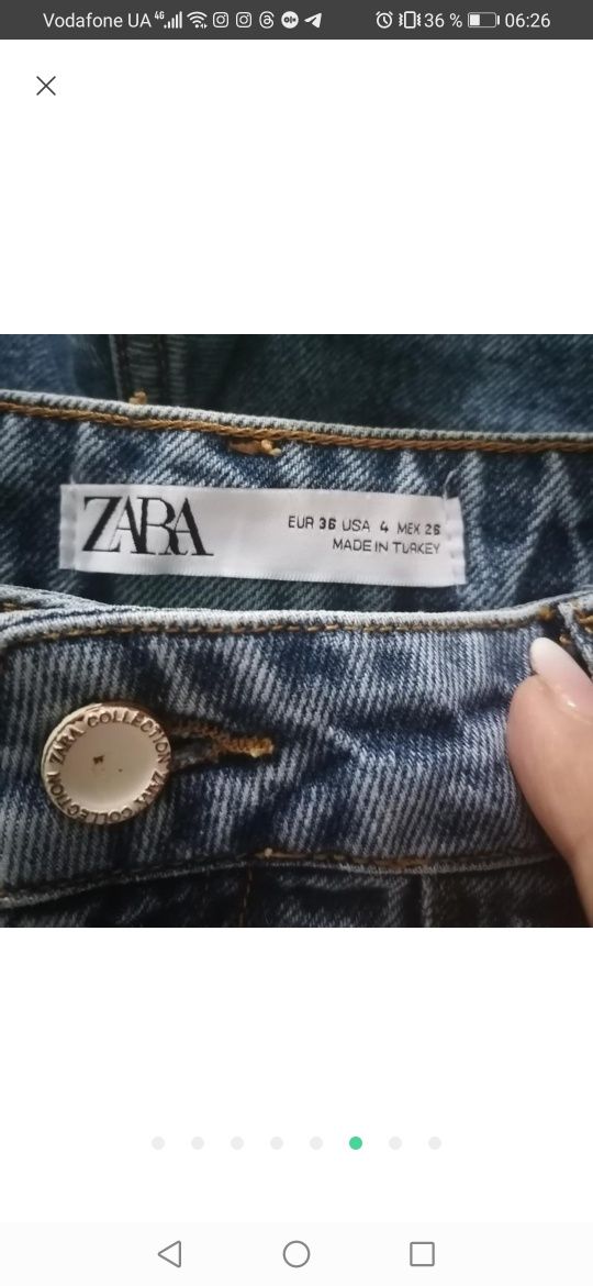 Джинсы ZARA, размер EUR 36