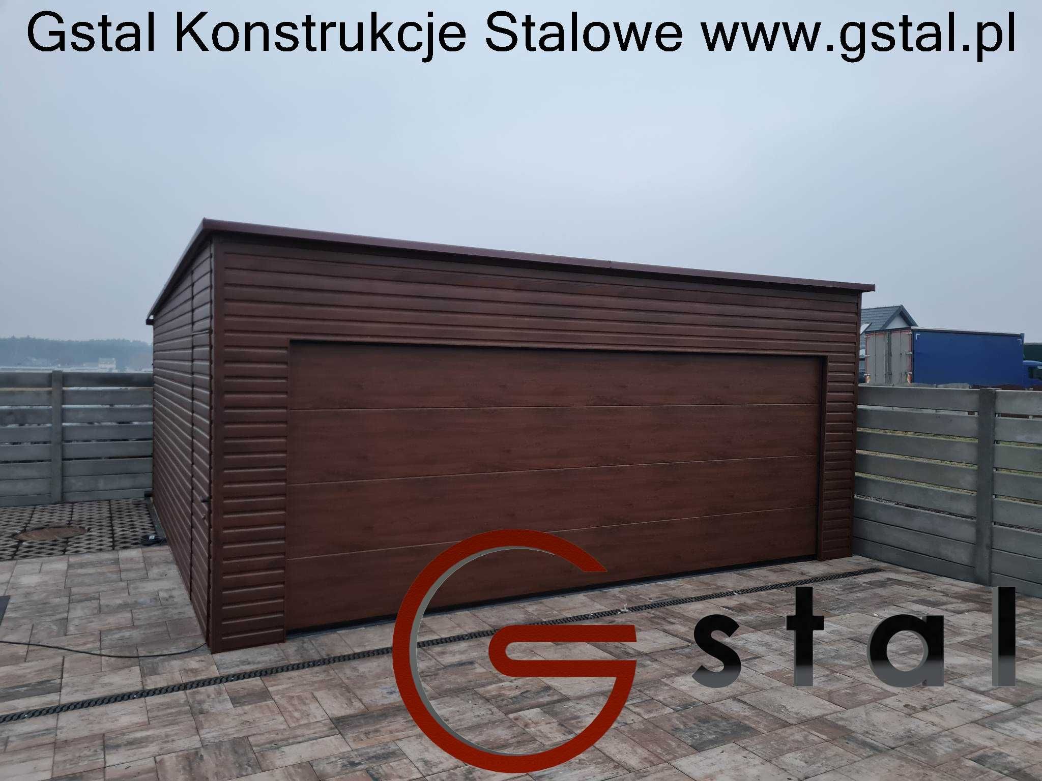 garaż blaszany 6x5,80 6x6 orzech brama segmentowa