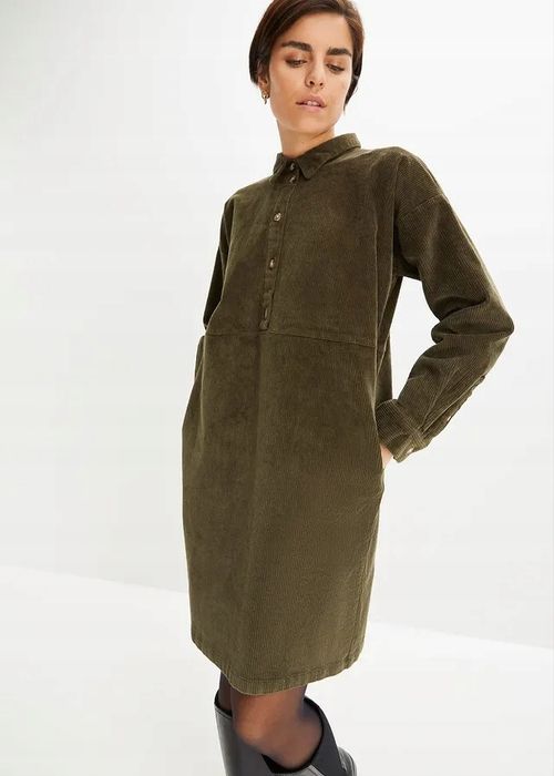 B.P.C sztruksowa sukienka ciemne khaki 42.