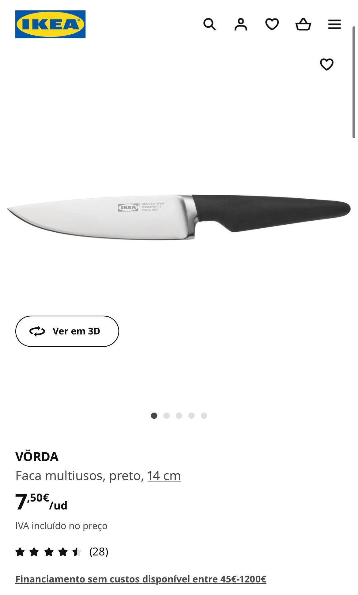 IKEA VÖRDA - Faca multiusos 14 cm - NOVA