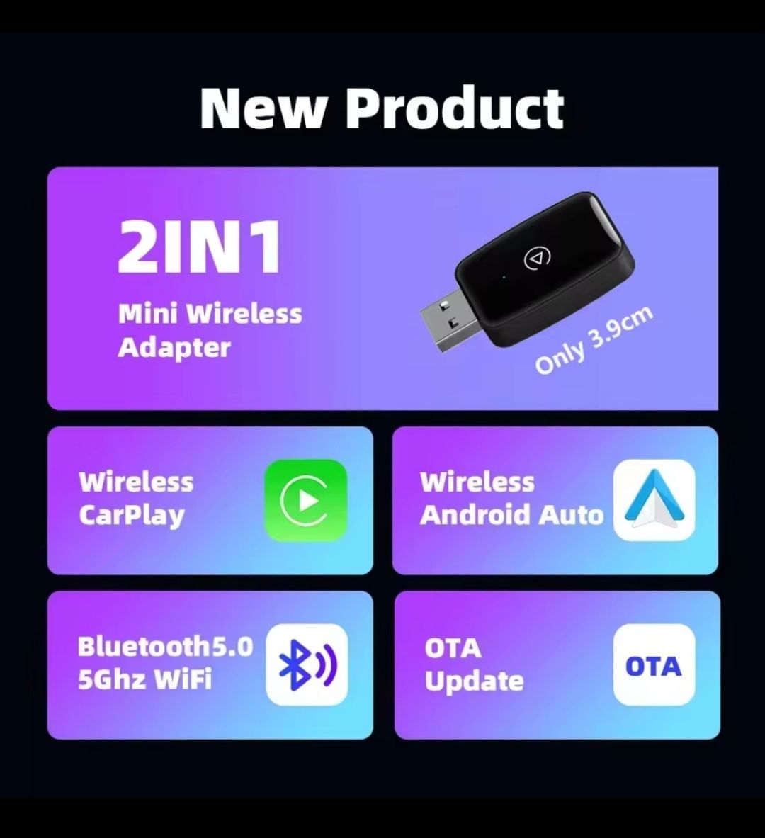 Bezprzewodowy box android auto i apple carplay