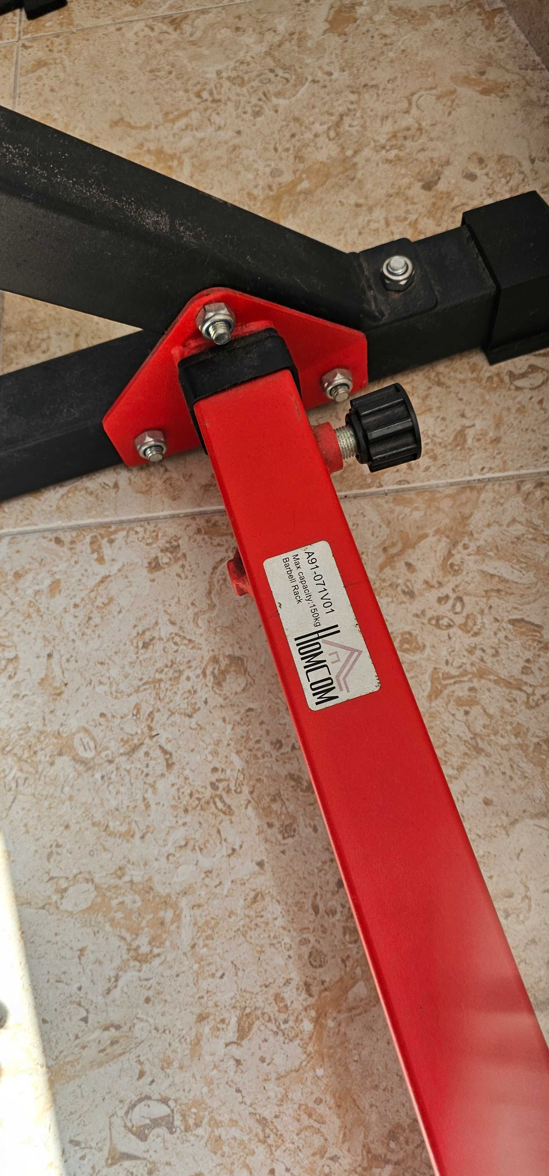 Suporte para Barras de Pesos 122x73x171cm Preto e Vermelho HOMCOM