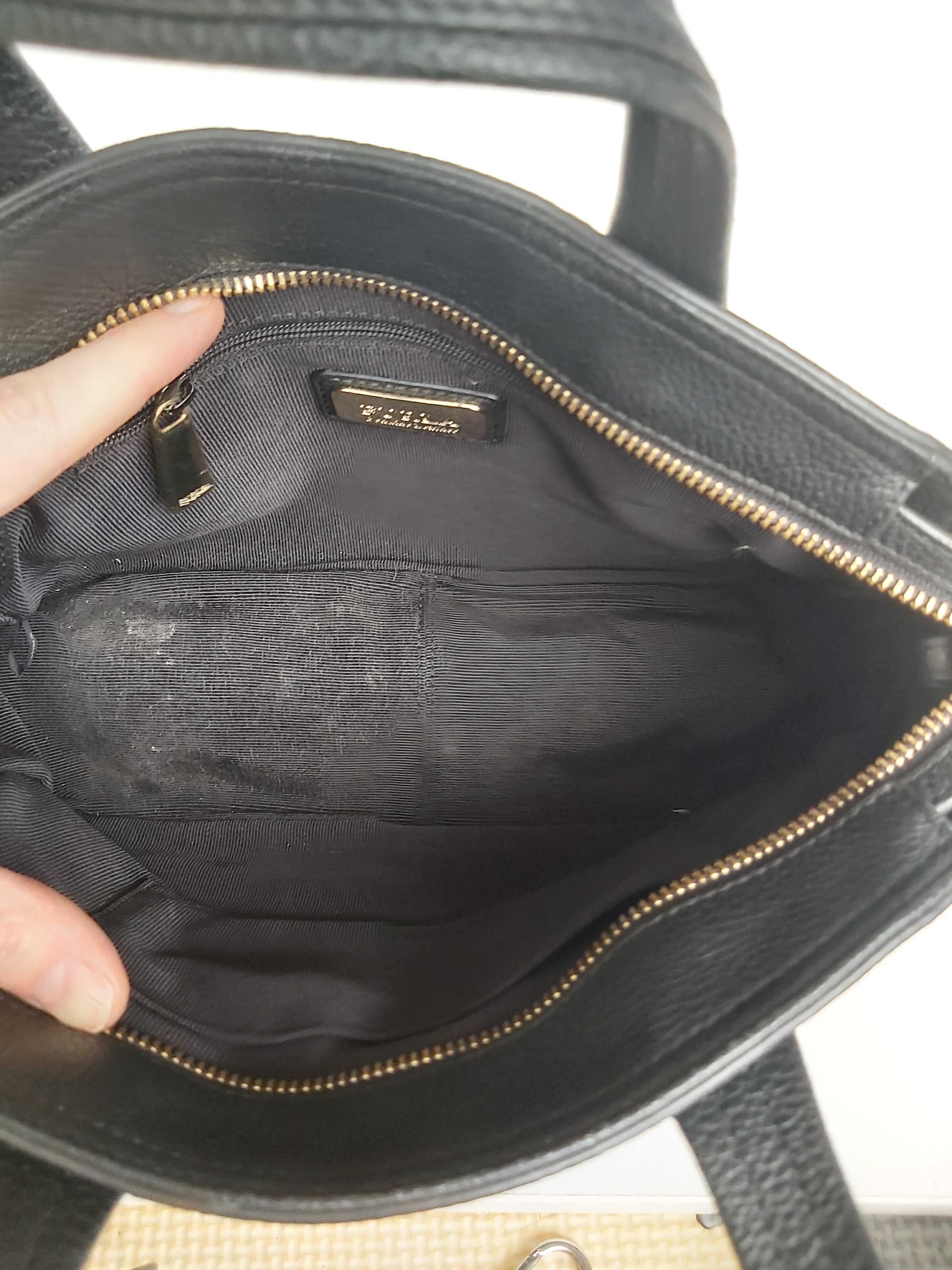 Użwana torebka kuferek FURLA czarna mała skorzana