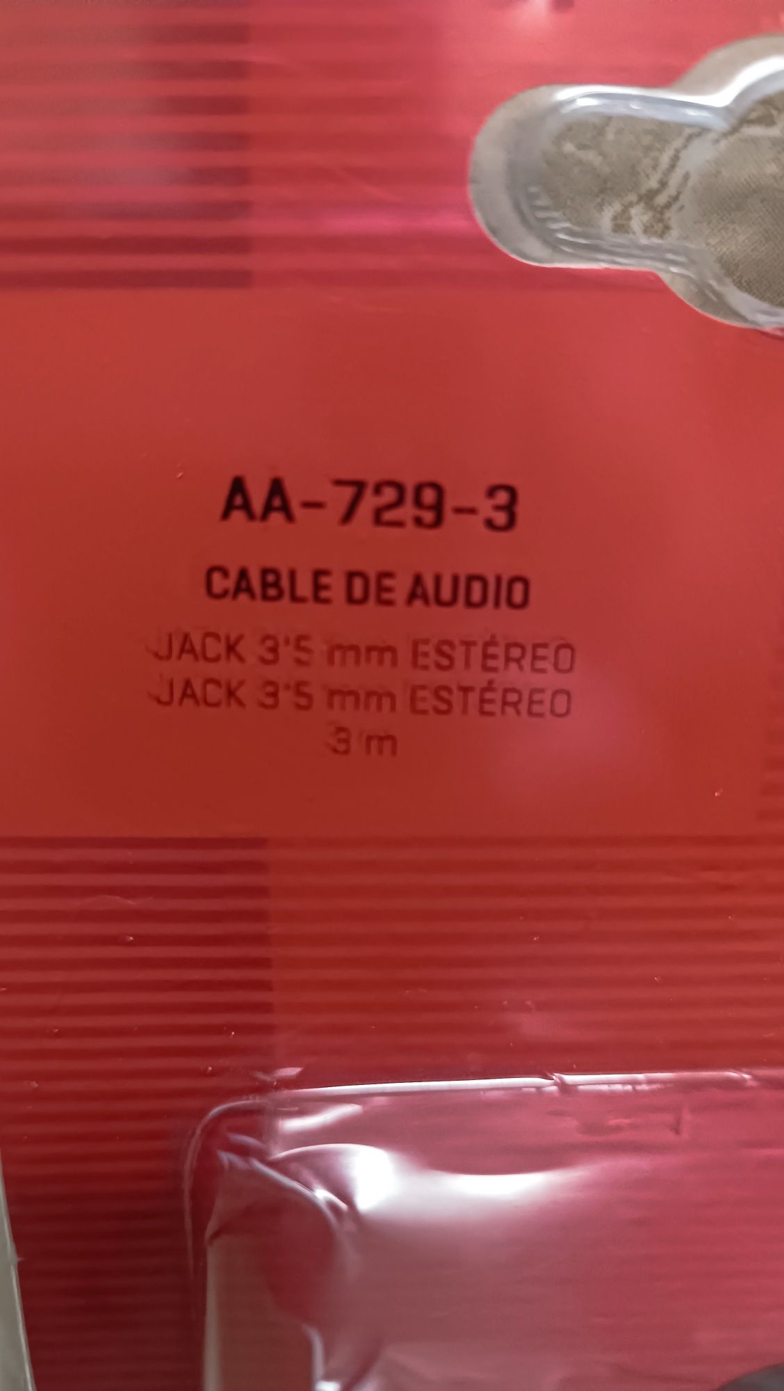 Cabo audio Jack 3,5 - Jack 3,5 3 metros ,Fonestar,novo embalado