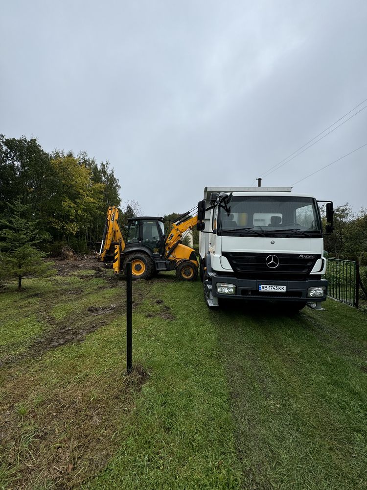 Послуги екскаватора-навантажувача JCB 3CX, самоскид Mercedes Axor 20