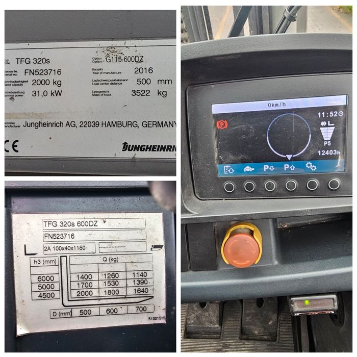 Wózek widłowy JUNGHEINRICH TFG320s Triplex 5sekcji 2016LPG transport