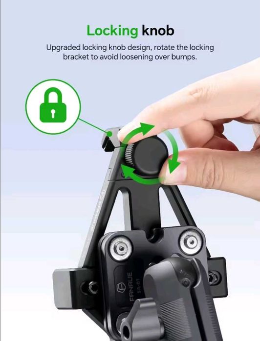 Uchwyt motocyklowy aluminium z tłumikiem drgań FANAUE na telefon