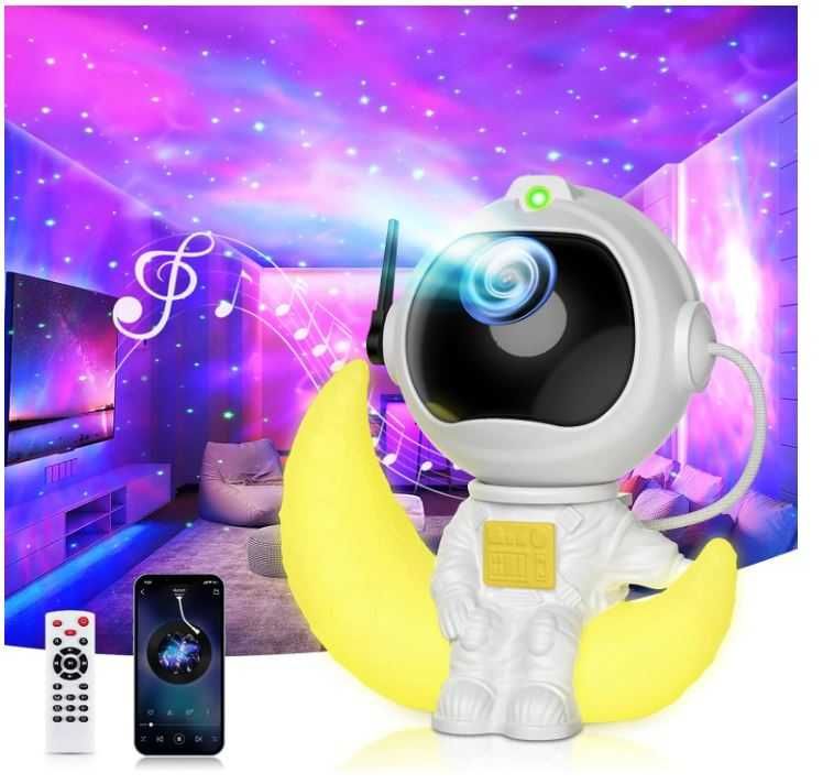 Projektor gwiazd astronauta z głośnikiem Bluetooth, sterowanie pilotem
