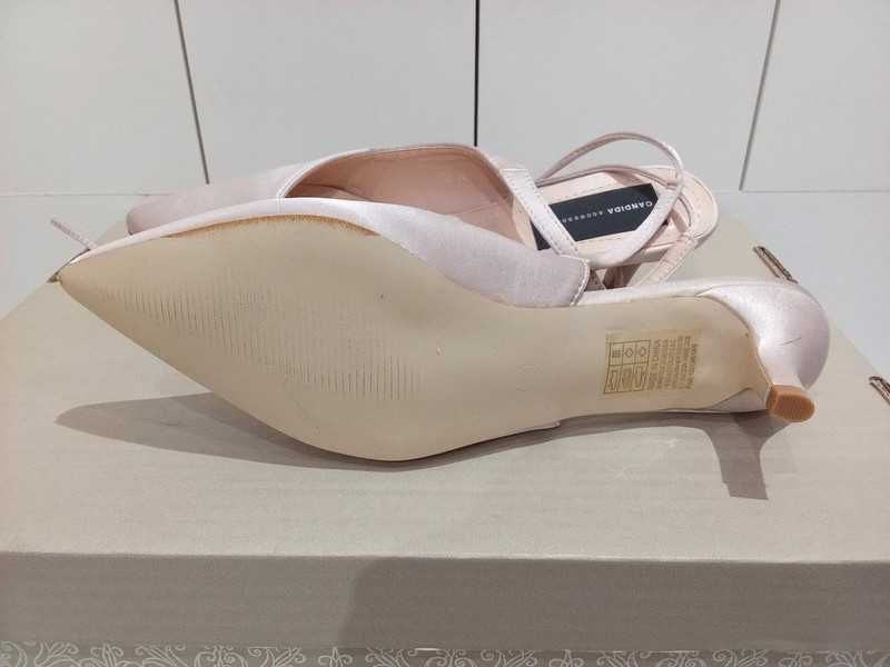 baleriny bez pięty marki Candida roz. 38 wkładka 24 cm wiązane obcas