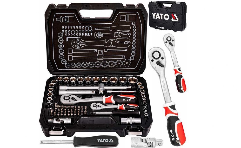 Zestaw w WALIZCE KLUCZY NASADOWYCH 1/2" 1/4" YATO 72 sztuki NOWY