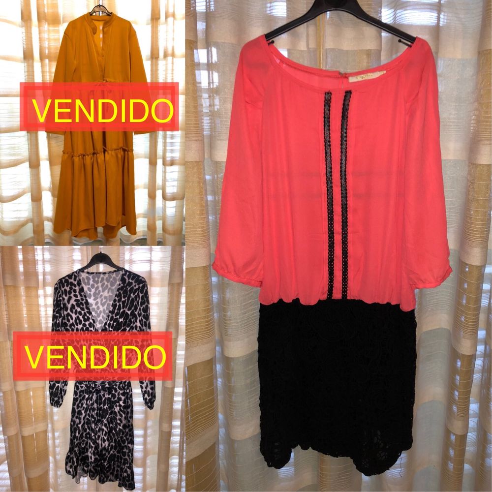 Vestido animal print / Vestido organza/renda / Vestido Mostarda