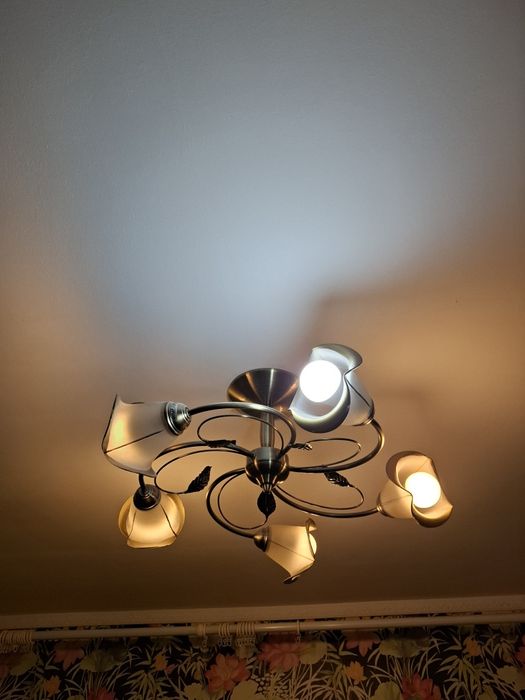 Кована люстра стельова з 5 плафонами