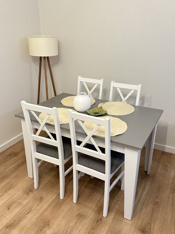 Piękny duży stół rozkladany 160x80 skandynawski bez krzeseł