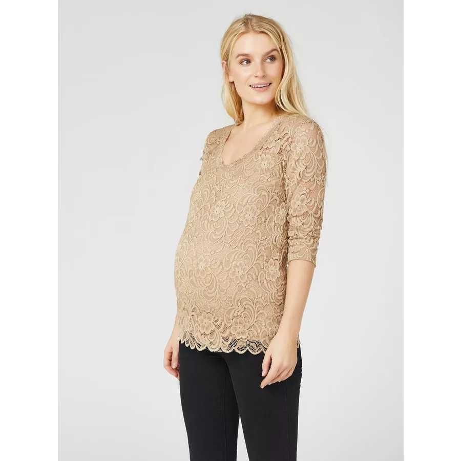 mamalicious koszulka bluzka ciążowa beżowa koronka 38 m