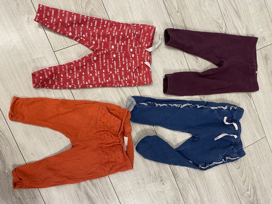 Zestaw dla dziewczynki 80-86 cm. Spodnie i bluzki z dlugim rekawem.