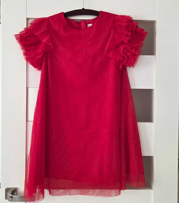 Świąteczna czerwona sukienka Cool Club 158 - jak nowa