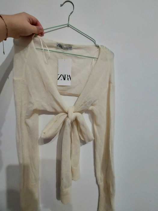 Zara bolerko / tie cardigan ALPAKA, WEŁNA XS-S