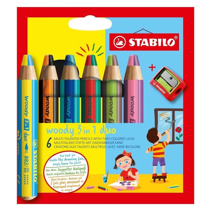Kredki Woody 3w1 Duo 6 kol+ temperówka STABILO Stabilo pudełko,