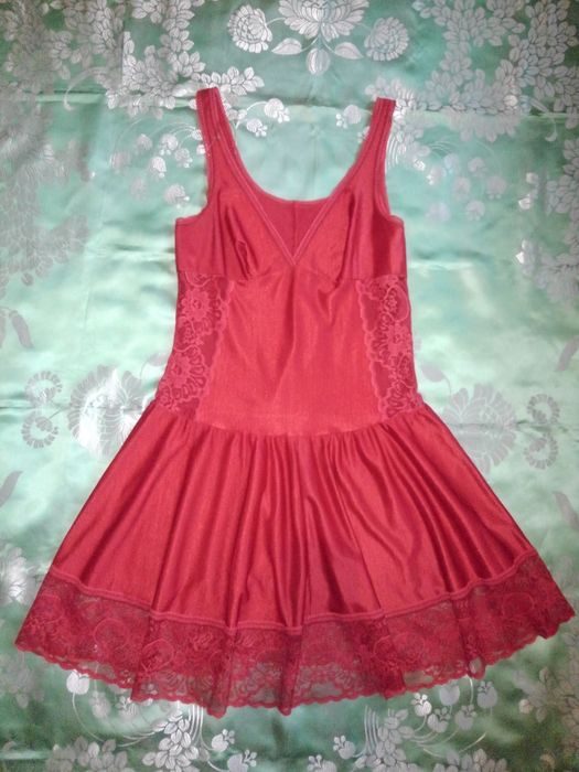 Жіноча комбінація комбинация вишневого червоного бордового кольору