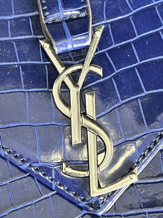 Yves Saint Laurent crocodile leather bag blue