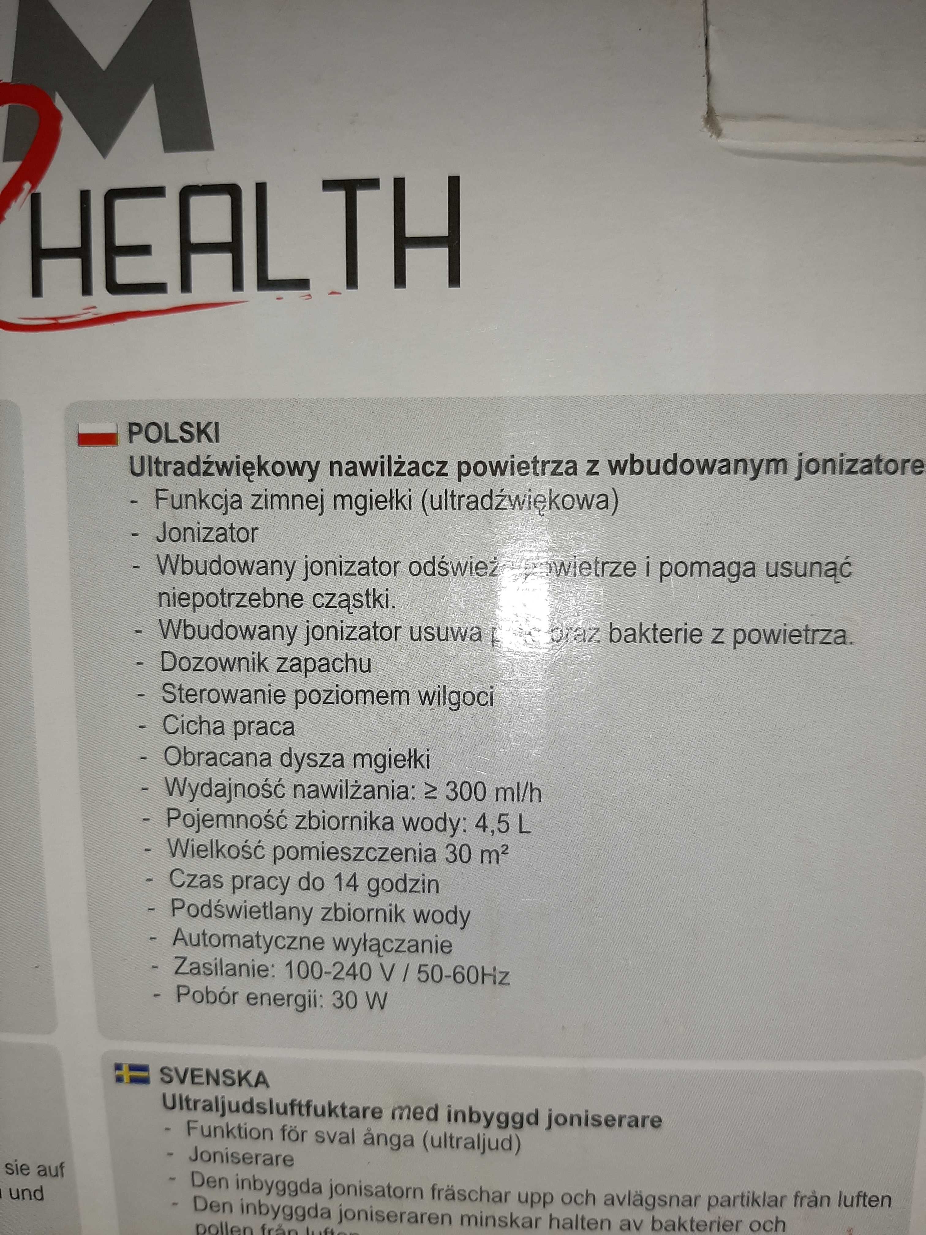Ultradźwiękowy nawilżacz powietrza z jonizatorem