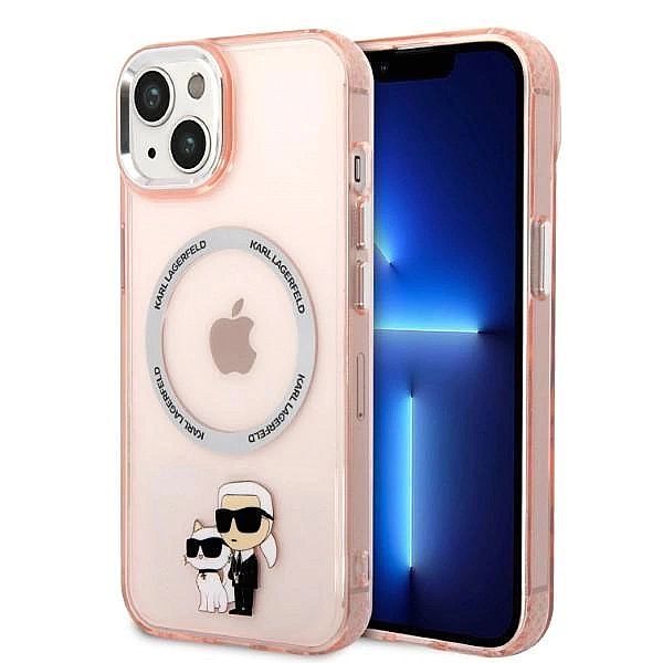 Etui Karl Lagerfeld Iconic Karl&Choupette MagSafe na iPhone 14 - różow