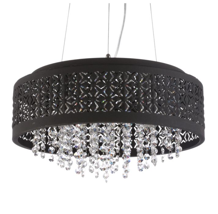 Lampa sufitowa kryształ czarna ażurowa glamoure