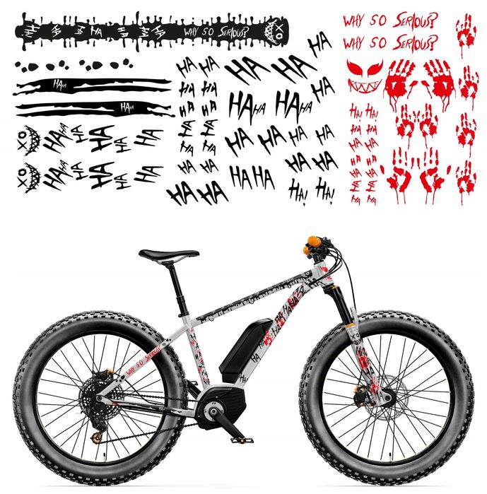 ZESTAW NAKLEJEK uniwersalnych na rower RAMĘ HA HA