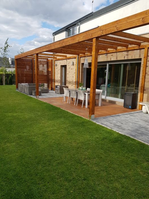 Zadaszenie tarasu, pergola, żaluzje drewniane,