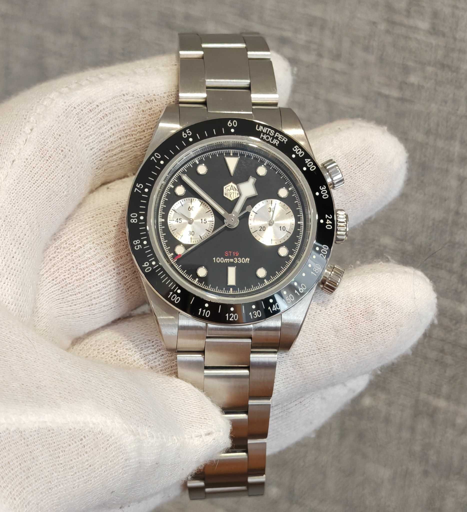 Чоловічий годинник San Martin Chronograph Panda Mechanical 41mm Sapphi