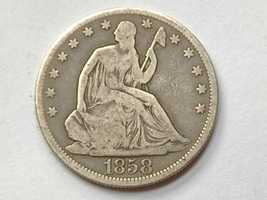 USA 1/2 Dolara 1858 Half Dollar Siedząca Wolność oryginał Srebro