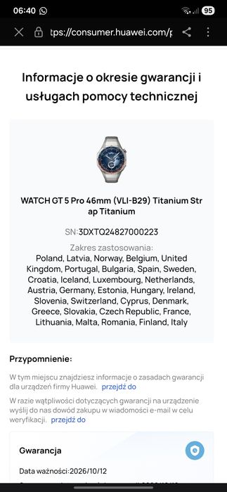 Huawei watch gt 5pro elite gwarancja gratis