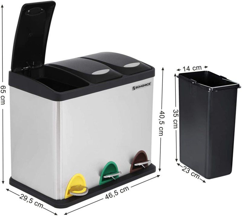 Kosz na śmieci kuchenne, 3 x 8 l Songmics