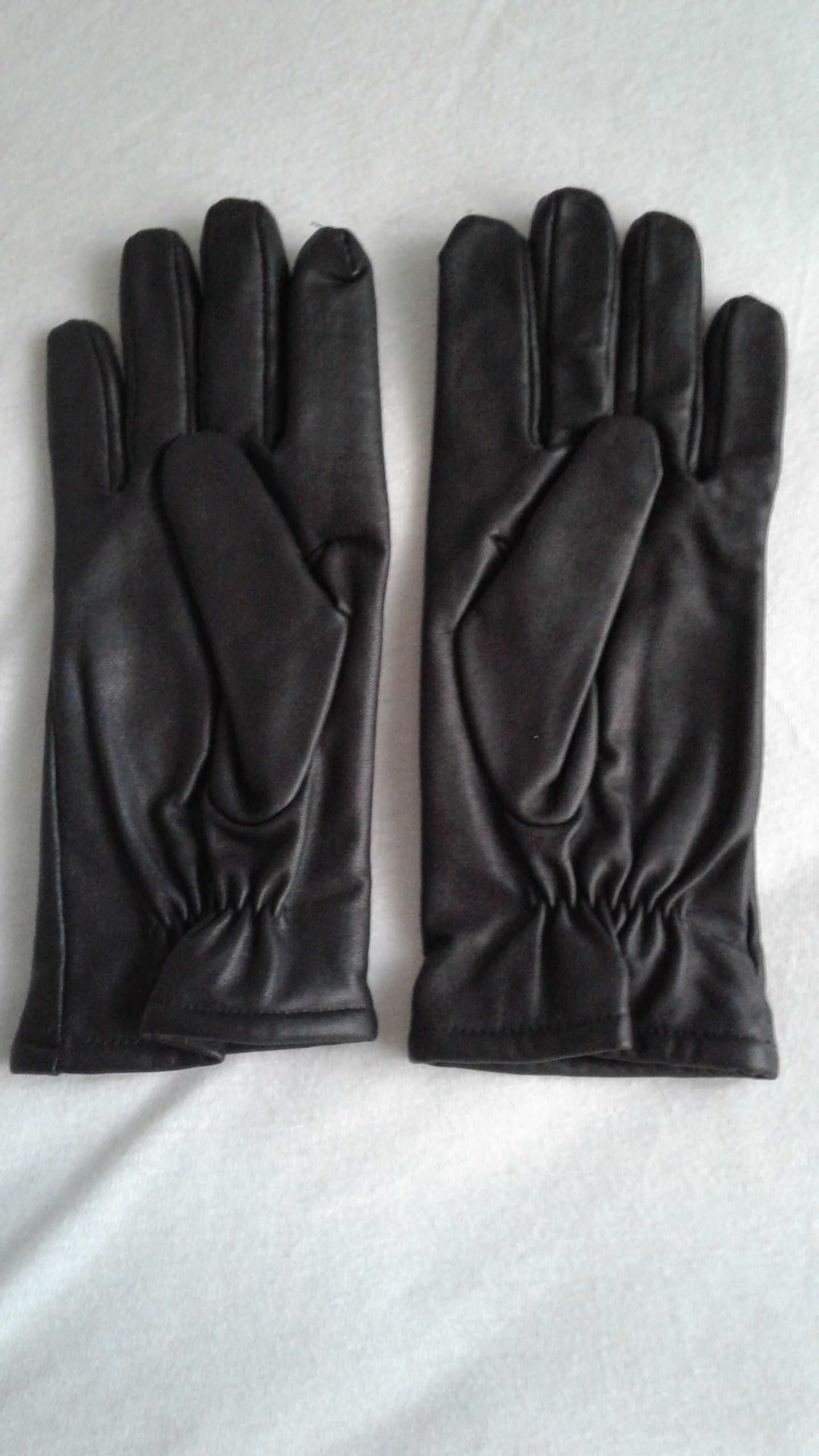 Rękawice wojskowe czarne zimowe skóra NOWE, rozmiar 22
