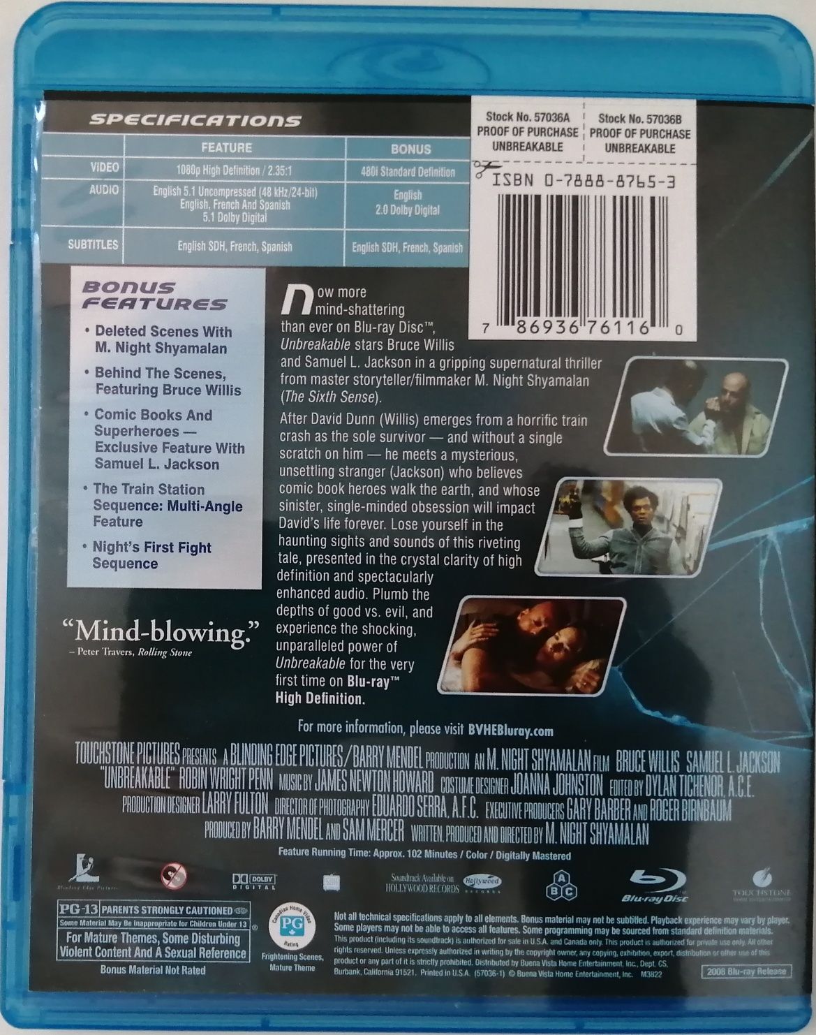 "Niezniszczalny" / "Unbreakable" Blu-Ray USA bez PL