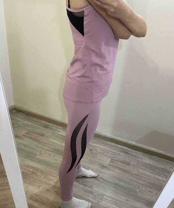 Костюм для фітнеса лосини та майка рожевий