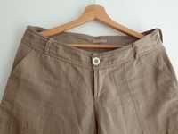 Beżowe lniane spodnie, 4 kieszenie, rozmiar M