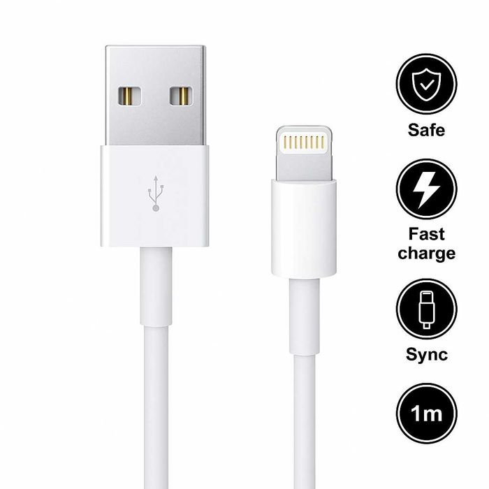 Kabel do Ładowania IPhona 1m 7,8,X,11,12,13 USB-A Lightning Ładowarka