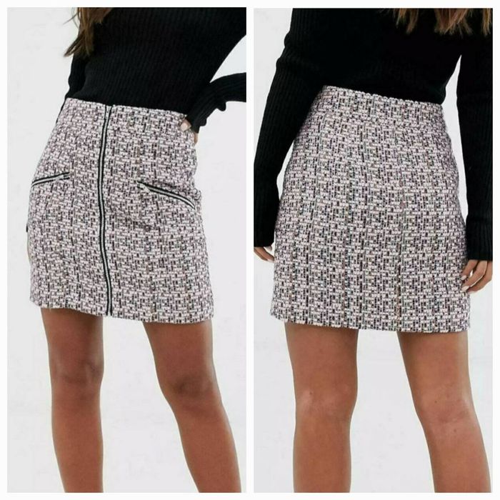 Міні-спідниця на блискавці спереду та
кишенями на блискавці asos s-m