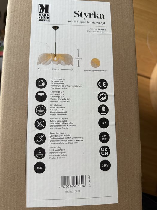 Lampa wisząca Styrka, Ø 75 cm, mosiądz/beż - Markslöjd