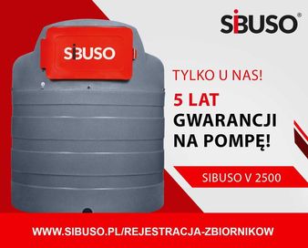 Zbiornik paliwo olej napędowy SIBUSO 2500L 5 lat gwarancji na pompę!!!