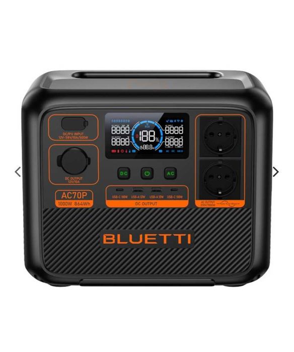 Зарядна станція BLUETTI AC70P | 1000 Вт 864 Вт·год