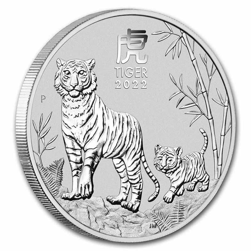 Серебряная монета Австралии Год Тигра 2022г Лунный календарь III 1 унц