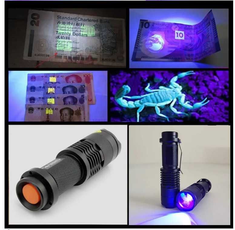 lanterna led UV, nova, a pilhas